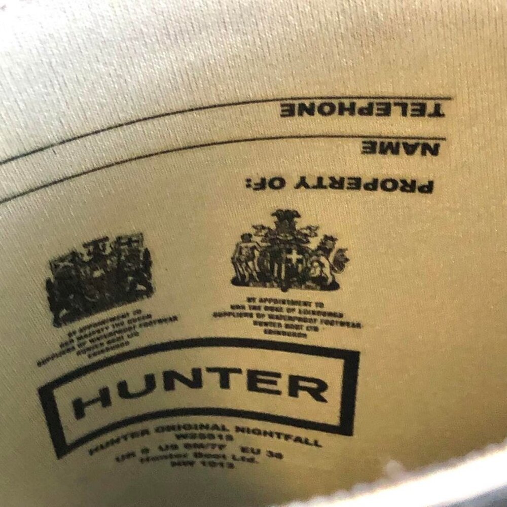 HUNTER ORIGINAL LTD ED Nightfall Tall Rain Boot Wellies Wh\Blk 6 - Picture 6 of 7
